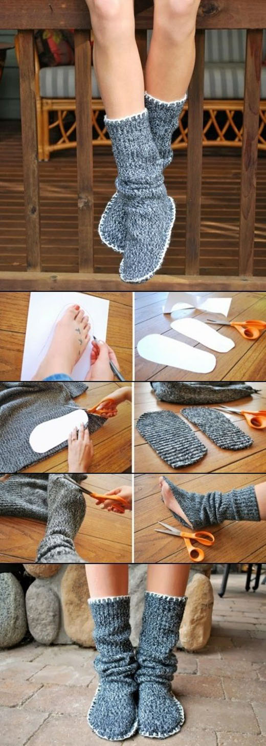 DIY Sweater Slipper Boots11