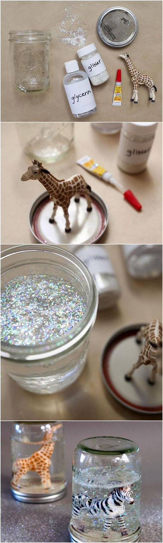 DIY Mason Jar Glitter Snow Globes11