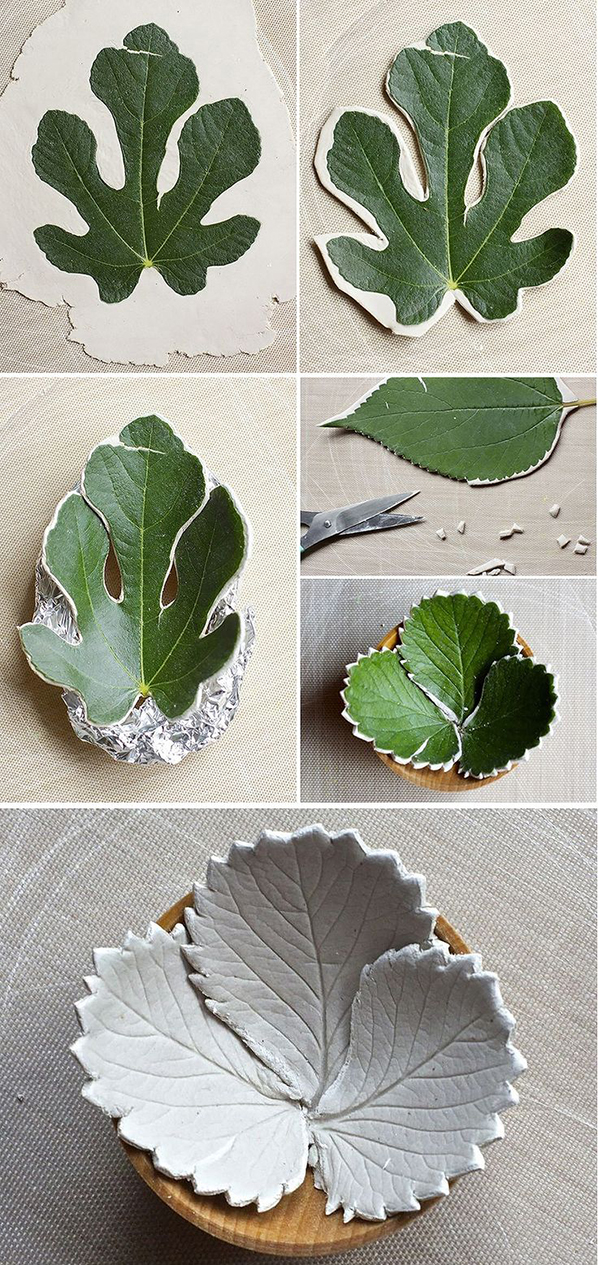 Leaf bowls from air dry clay11